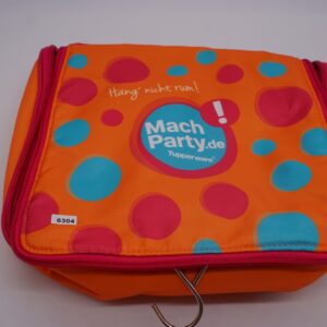 Tupperware Kulturbeutel Kosmetiktasche zum Aufhängen Orange Pink Punkte NEU – Bild 3