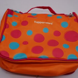 Tupperware Kulturbeutel Kosmetiktasche zum Aufhängen Orange Pink Punkte NEU